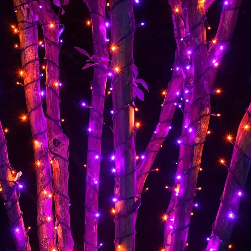 1 Solar Star Light String, (Orange+Purple), Outdoor Light String Rainproof And Without Electricity, Indoor Courtyard Garden Christmas Party Decoration, 32.8 Feet/393.7 Inch, 100 Lights