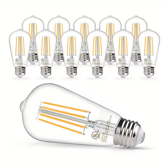 ST64 Vintage Edison LED Light Bulbs – 60W Equivalent, 2200K Warm Glow (E26 Base)
