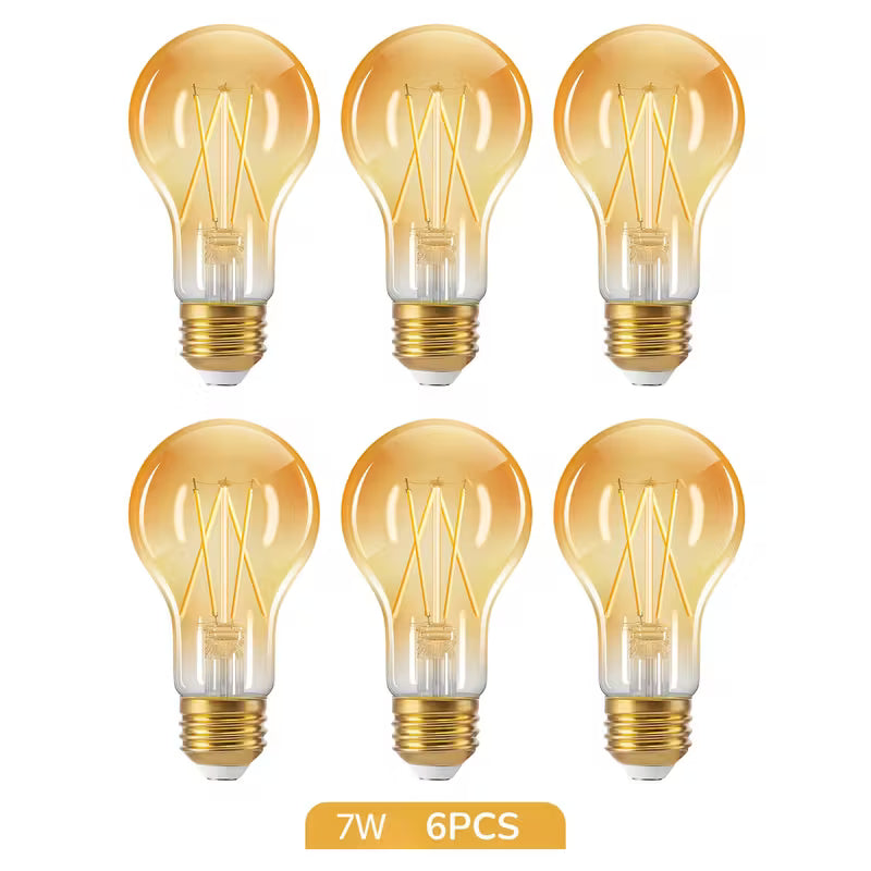 LED Edison Bulbs, A19 Style E26 Dimmable Light Bulb, 60W Equivalent Warm Amber Cool White Light