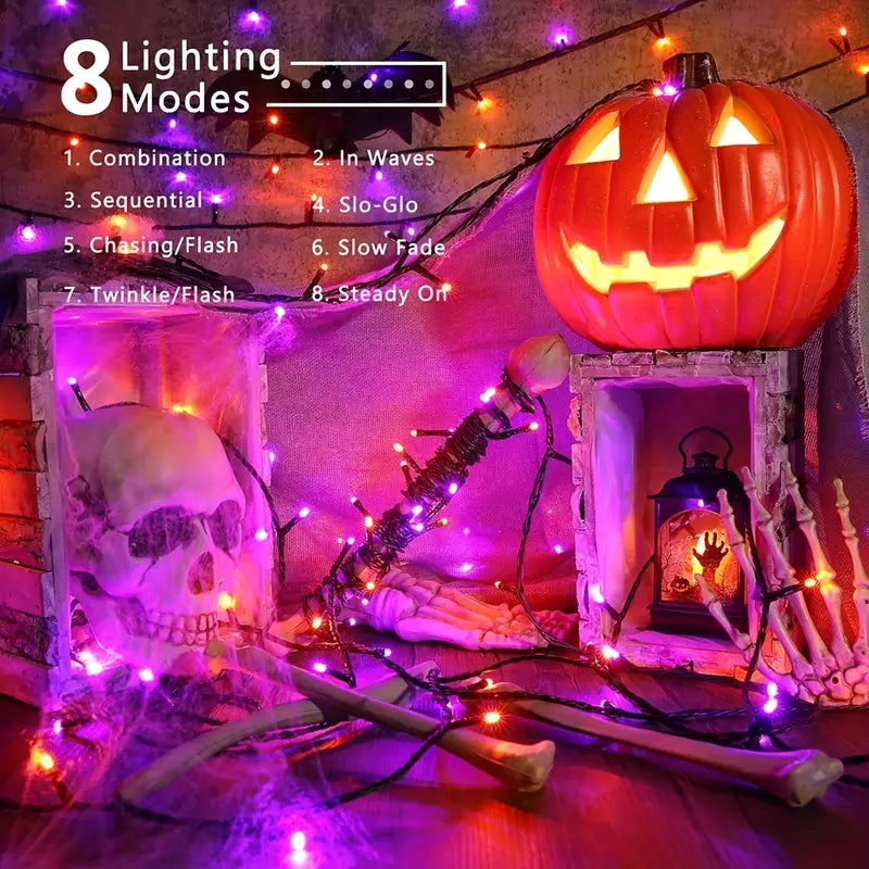 1 Solar Star Light String, (Orange+Purple), Outdoor Light String Rainproof And Without Electricity, Indoor Courtyard Garden Christmas Party Decoration, 32.8 Feet/393.7 Inch, 100 Lights