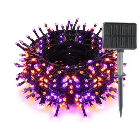 1 Solar Star Light String, (Orange+Purple), Outdoor Light String Rainproof And Without Electricity, Indoor Courtyard Garden Christmas Party Decoration, 32.8 Feet/393.7 Inch, 100 Lights