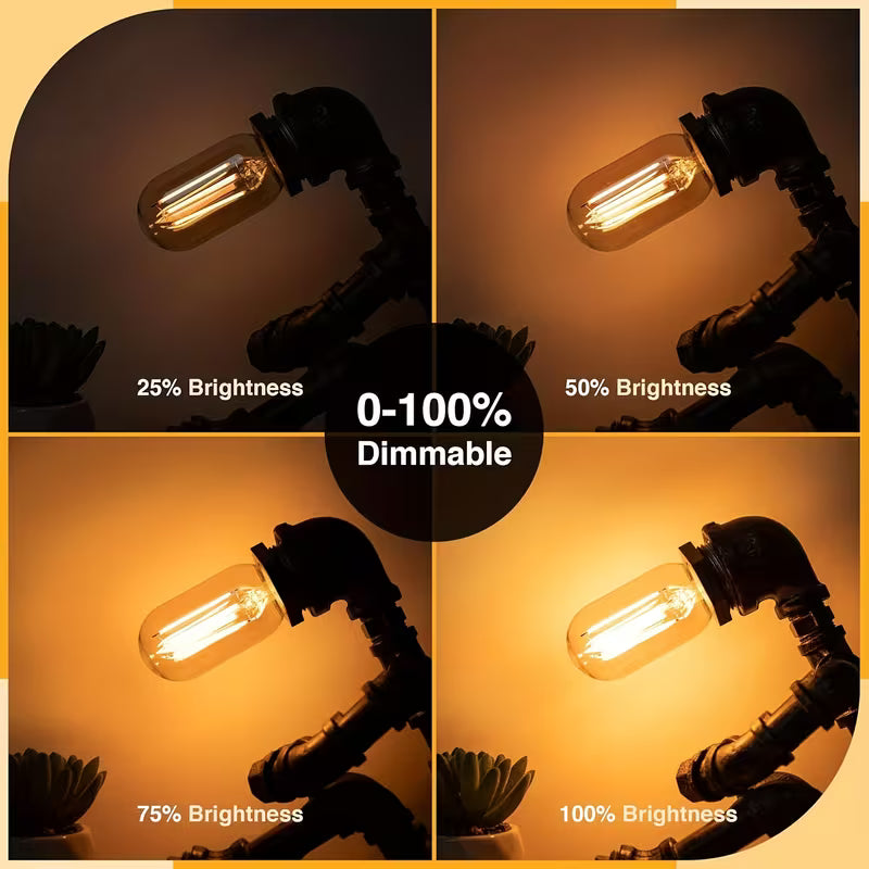 Set of 2 T14 T45 6W LED Vintage-Style Filament Bulbs with E26 Base