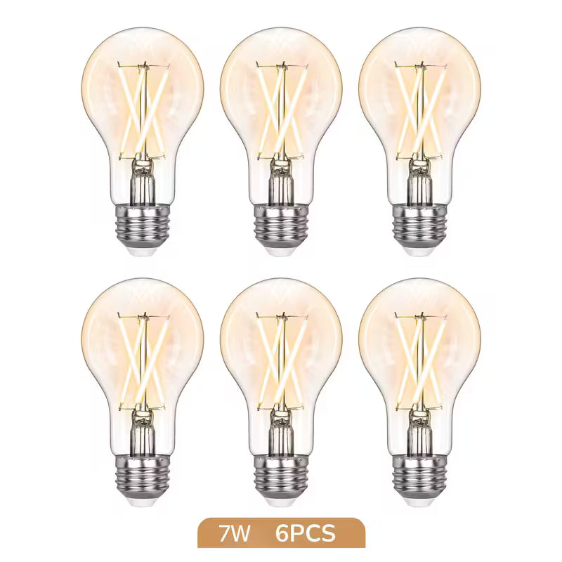 LED Edison Bulbs, A19 Style E26 Dimmable Light Bulb, 60W Equivalent Warm Amber Cool White Light