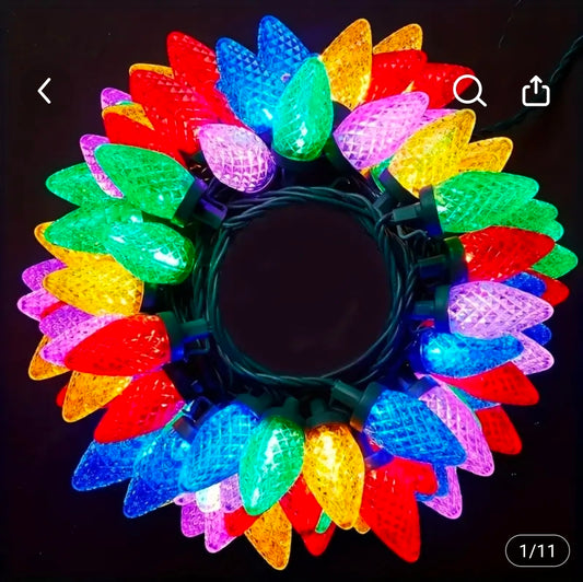 50 LED Solar C6 Christmas String Lights – IP45 Waterproof 23ft