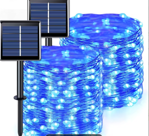 solar power led blue string lights