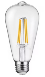 Clear LED light bulb on a white background